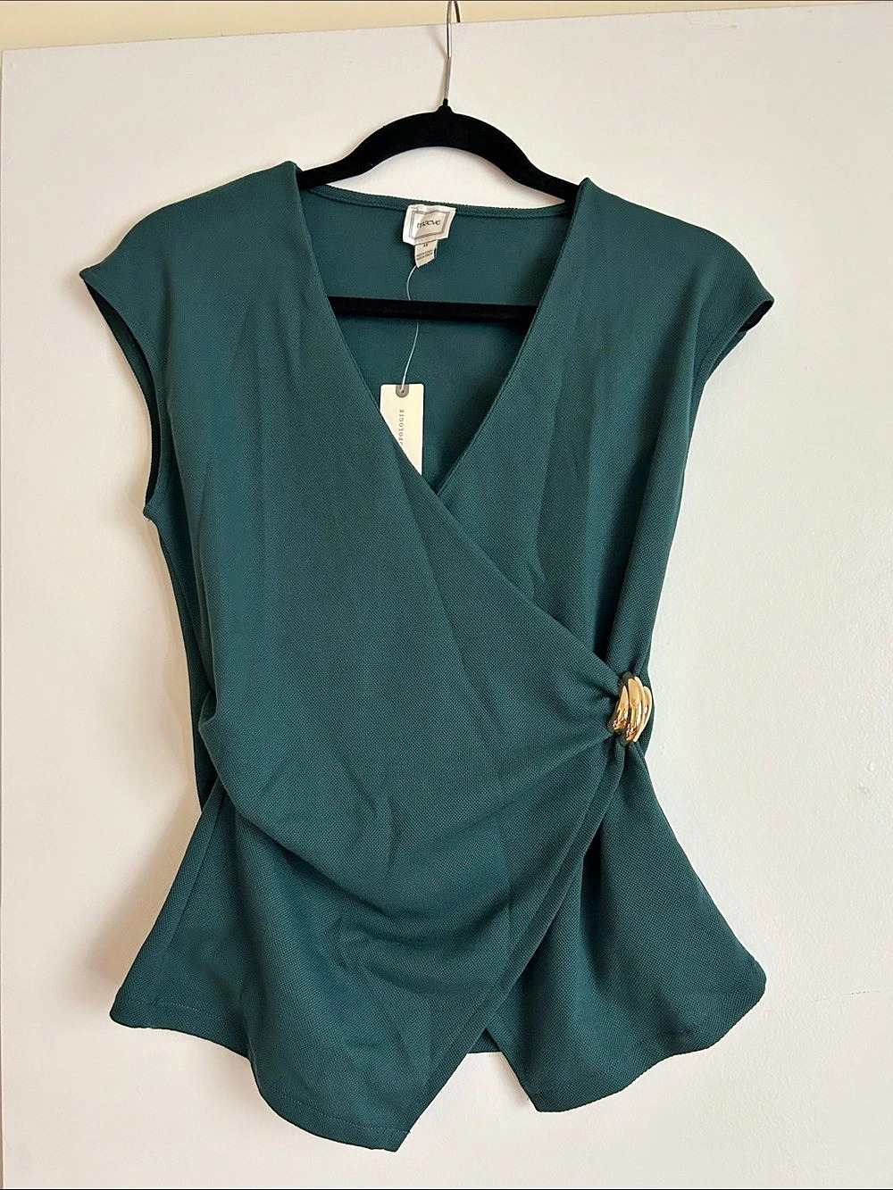Anthropologie Maeve Hardware Wrap Top Green XS